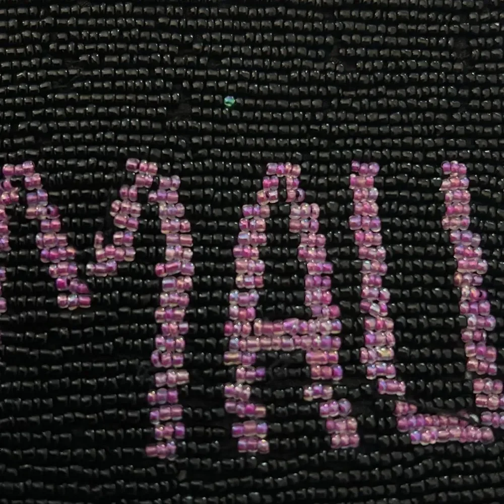 Beaded Black and Pink Clutch I love Maui on one side